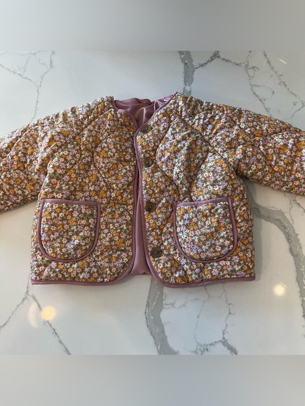 ZARA KIDS Floral Quilted Puffer Jacket - Size 1 1/2 Years